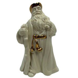 Vintage Lenox Santa Figurine w/ Staff Ivory Porcelain Gold Trim 4.5"